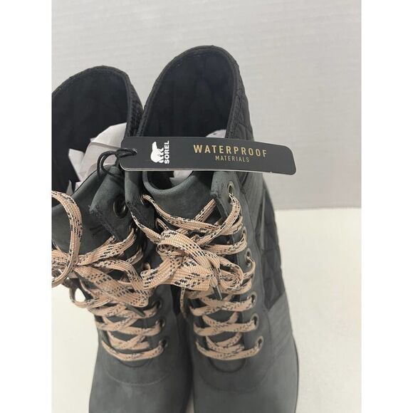 Sorel Lexie Wedge Boot Quilted Dark Slate Pink Laces Winter Booties Gray 11 - Picture 2 of 12